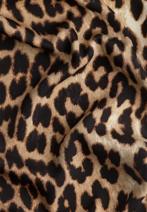 H&M - Drawstring twill trousers - beige leopard print 