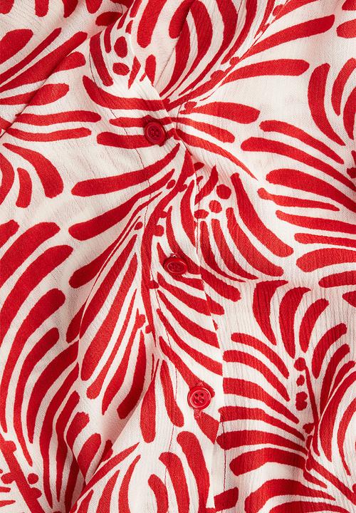 H&M - Crinkled viscose shirt - white/red patterned