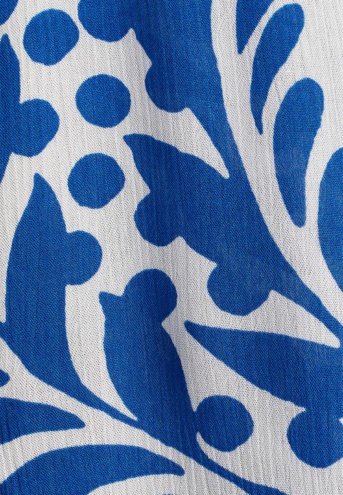 H&M - Crinkled viscose shirt - white/blue patterned