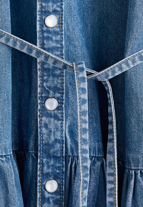 H&M - Tie-belt denim dress - denim blue