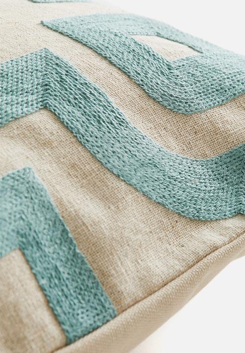 H&M - Patterned cushion cover - light blue 