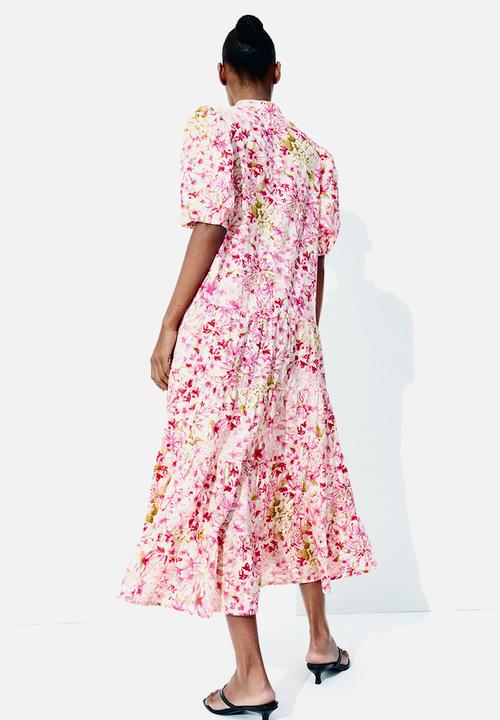 H&M - Long cotton dress - pink floral