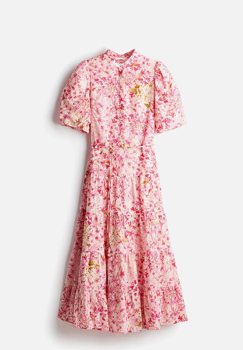 H&M - Long cotton dress - pink floral