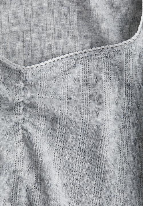 H&M - Picot-trimmed T-shirt - light grey marl 