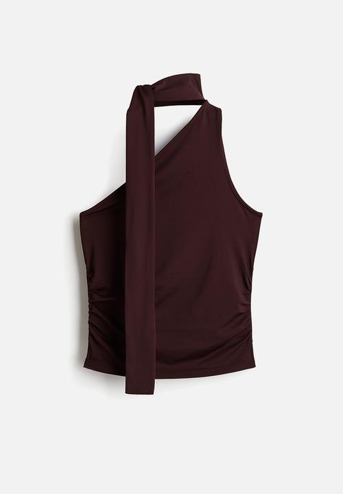 H&M - Draped one-shoulder top - burgundy