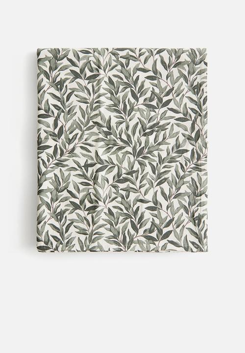 H&M - Patterned cotton tablecloth - beige/foliage