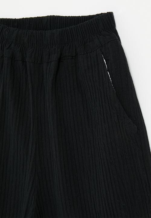 Pop Candy - Wide leg pants with contrast stitching detail - black 
