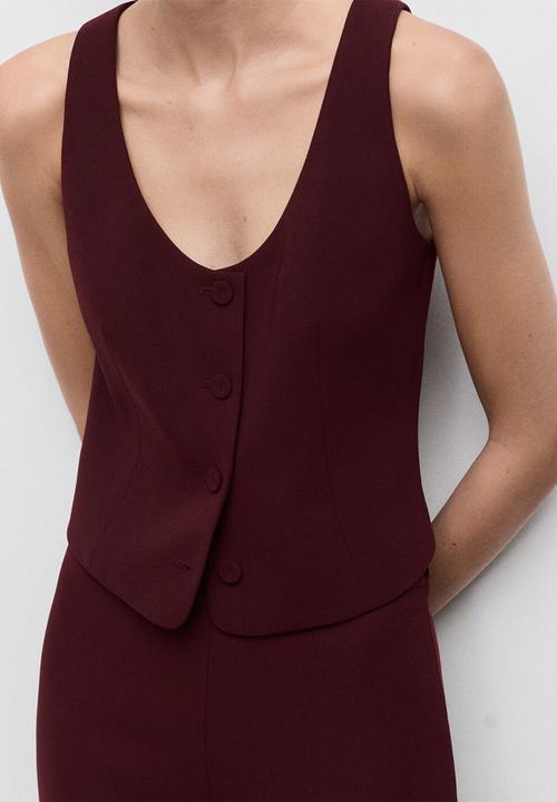 MANGO - Vest Iguana - Dark Red