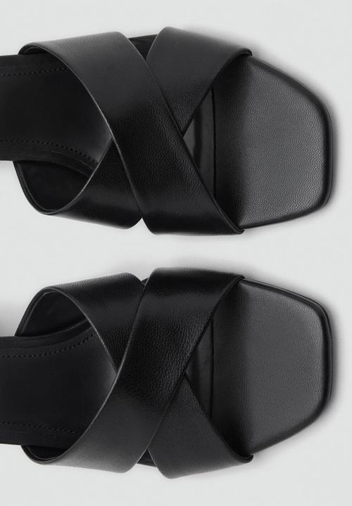 MANGO - Pau leather heel - black