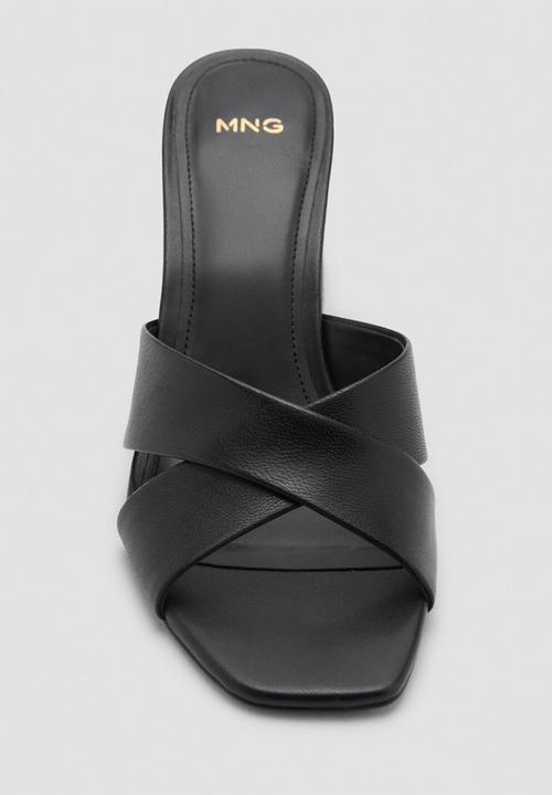 MANGO - Pau leather heel - black