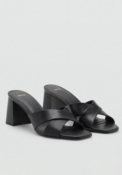 MANGO - Pau leather heel - black