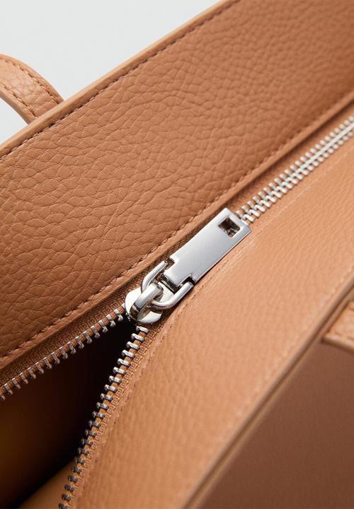 MANGO - Maribel tote bag - medium brown