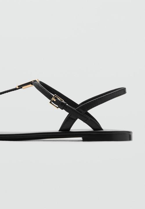 MANGO - Noma leather slingback - black