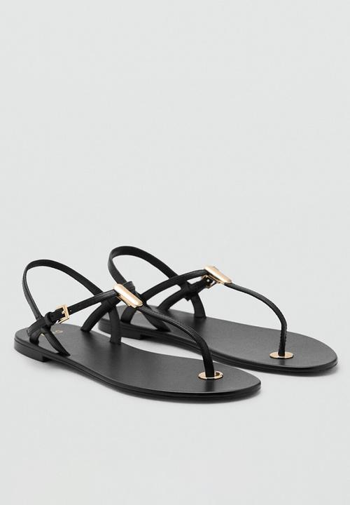 MANGO - Noma leather slingback - black