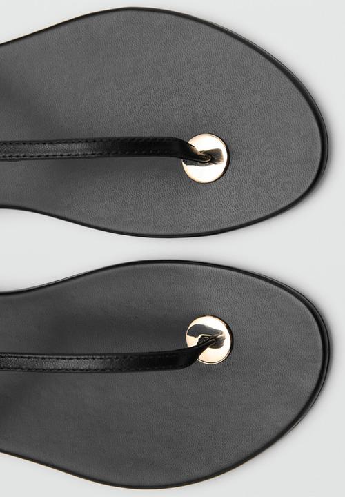 MANGO - Noma leather slingback - black