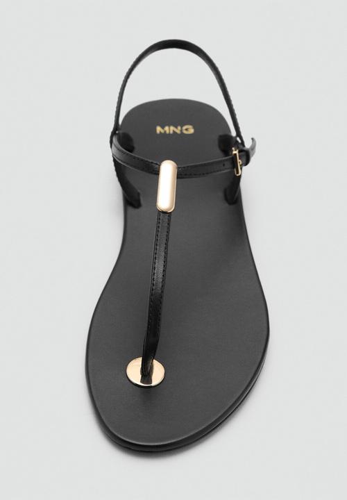 MANGO - Noma leather slingback - black