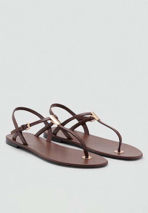 MANGO - Noma leather slingback - medium brown