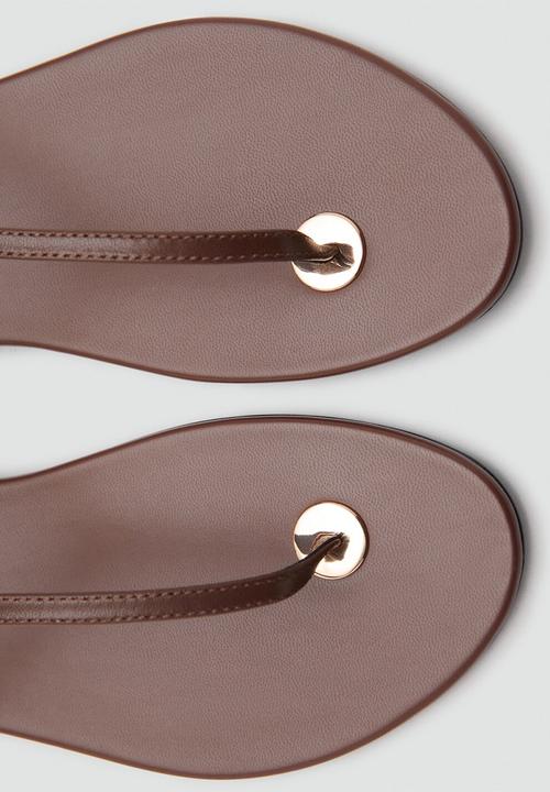 MANGO - Noma leather slingback - medium brown