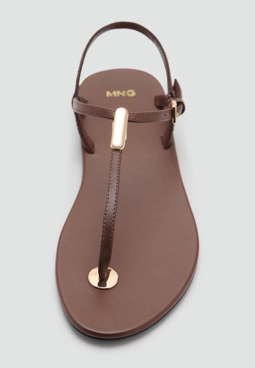 MANGO - Noma leather slingback - medium brown