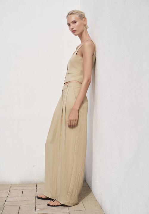 MANGO - Trousers Deia - Light Beige