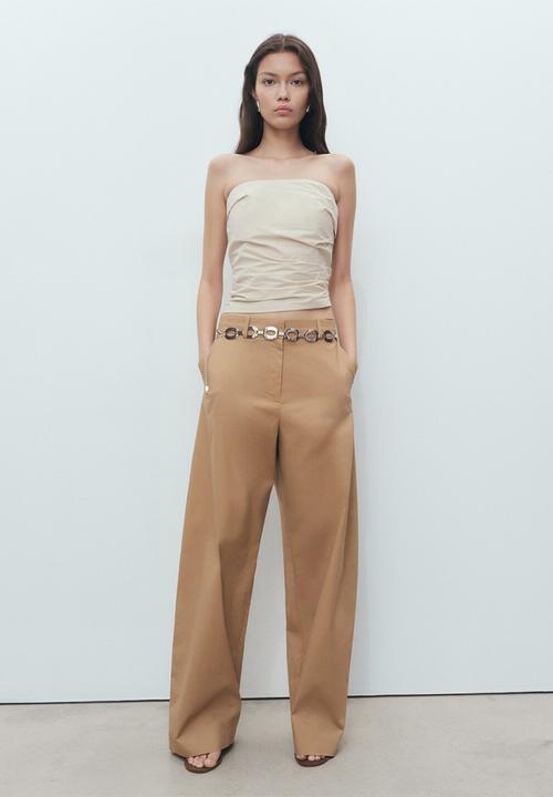 MANGO - Trousers Malta - Medium Brown
