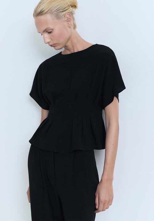 MANGO - Trousers Peplum - Black