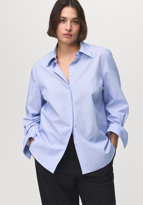 MANGO - Shirt Regu - Mid-Blue