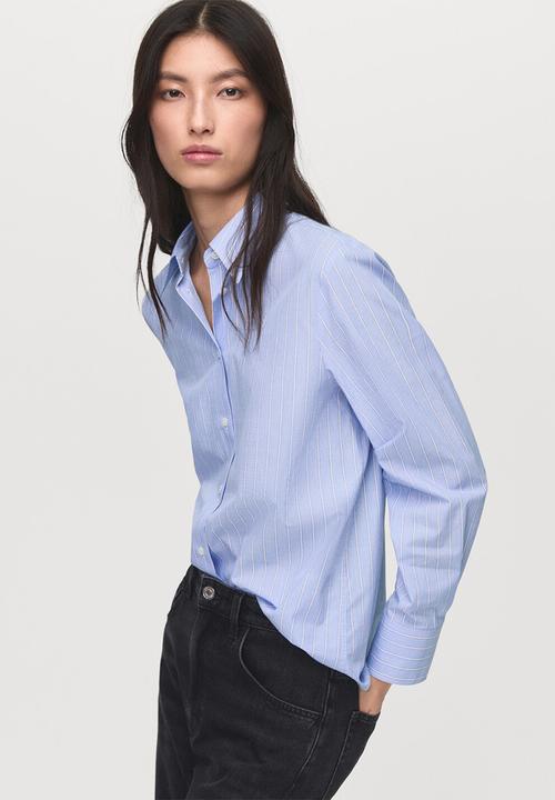MANGO - Shirt Regu - Mid-Blue