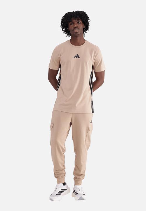 adidas Performance - Essentials 3-Stripes Single Jersey T-Shirt - Brown