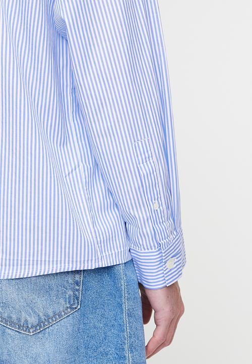 Cotton On - Hampton Long Sleeve Shirt -  Blue Stripe