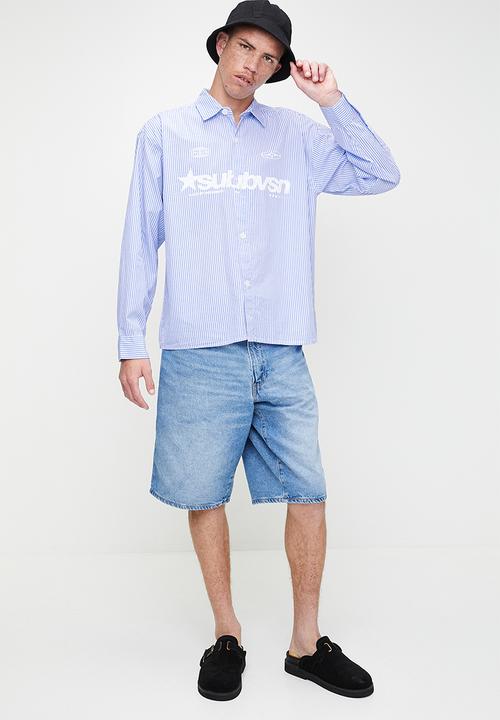 Cotton On - Hampton Long Sleeve Shirt -  Blue Stripe