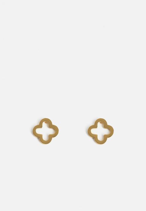 Zoe on Trend - Trendy clover designer earrings - gold