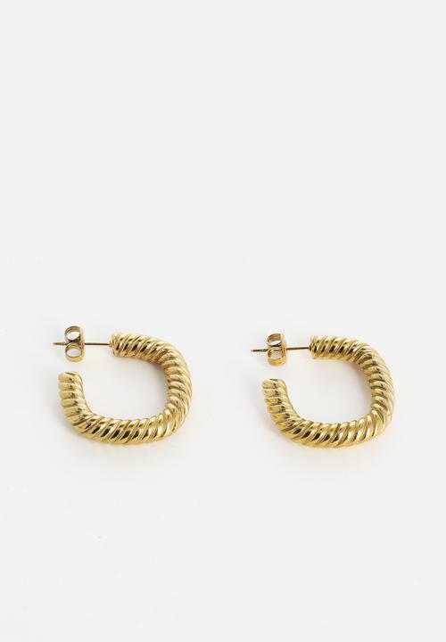 Zoe on Trend - Modern twisted rope earrings - gold