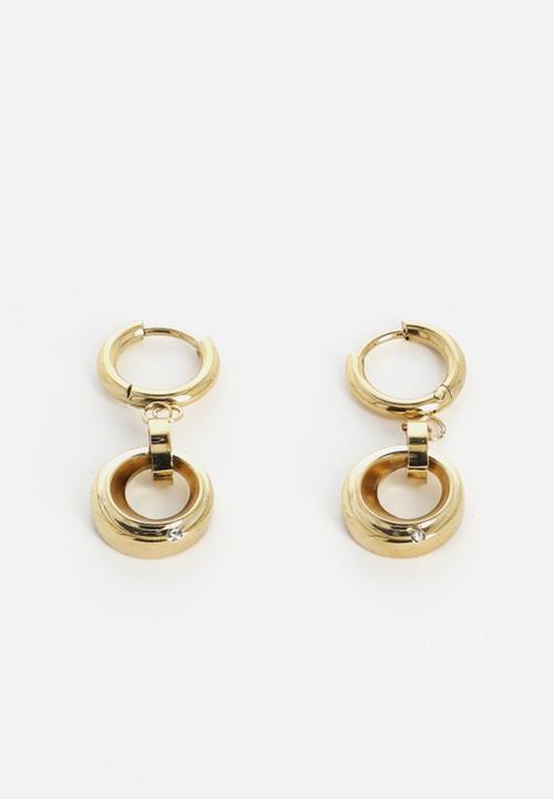 Zoe on Trend - Modern hoop and drop earrings - gold
