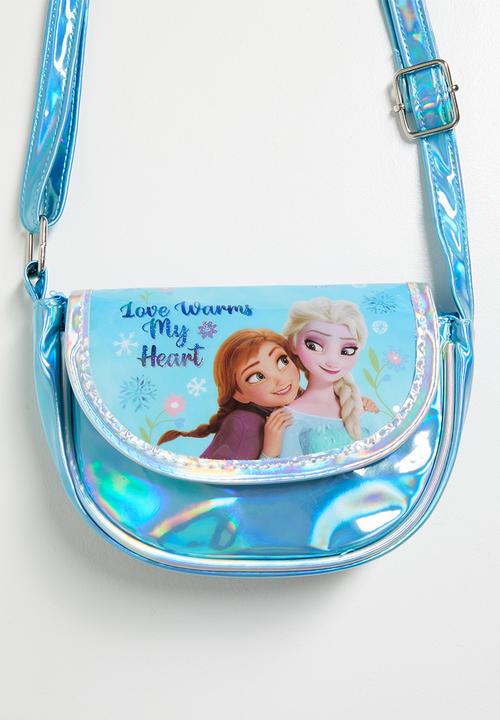 Pop Candy - Frozen metallic PU sling bag - blue/love warms my heart