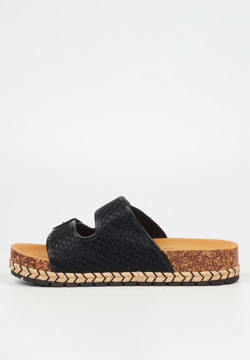 Butterfly Feet - Maia 1 two strap slide - black
