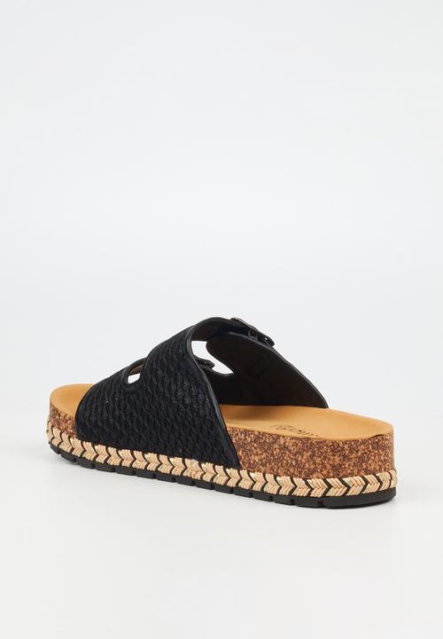 Butterfly Feet - Maia 1 two strap slide - black