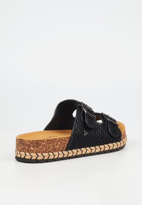 Butterfly Feet - Maia 1 two strap slide - black
