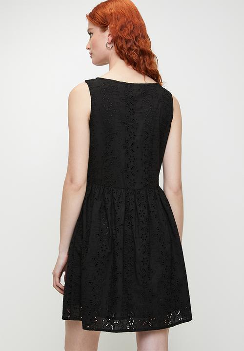 Brave Soul - Ladies Broiderie Dress - Black