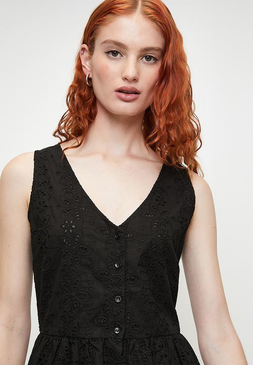 Brave Soul - Ladies Broiderie Dress - Black