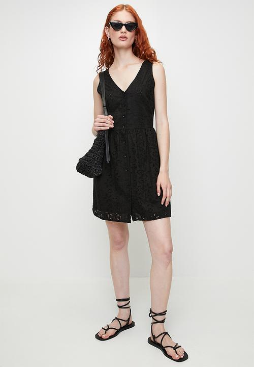 Brave Soul - Ladies Broiderie Dress - Black