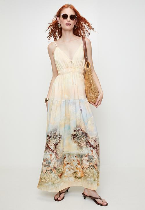 MILLA - Landscape border printed maxi dress - lemon print