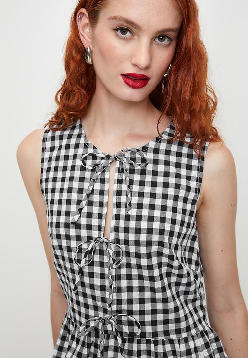 MILLA - Black gingham dress - Black Gingham
