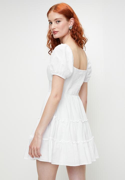 Brave Soul - Ladies Short Sleeve Pleated Dress - White