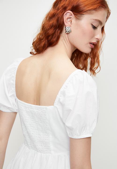 Brave Soul - Ladies Short Sleeve Pleated Dress - White