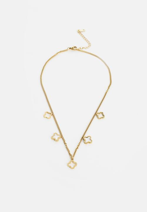 Zoe on Trend - Trendy clover necklace - gold