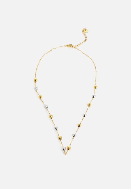 Zoe on Trend - Modern two tone bead necklace - gold