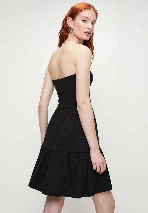 Brave Soul - Ladies Strapless Tiered Mini Dress - Black