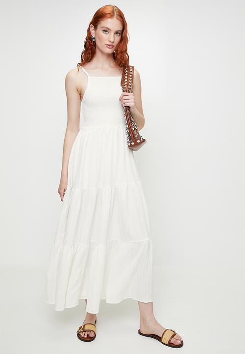 Brave Soul - Ladies Maxi Tiered Dress - Cream