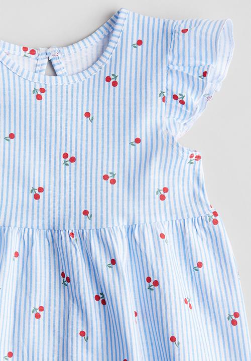 H&M - Printed cotton dress - light blue/cherries